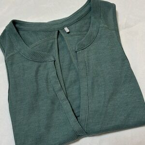 Prana Women's S Ribbed Cotton Tunic Moss Green Tank Keyhole Open Back